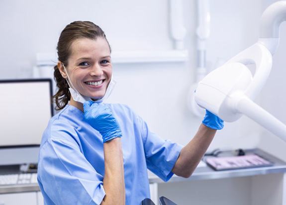 Dental hygienist smiles